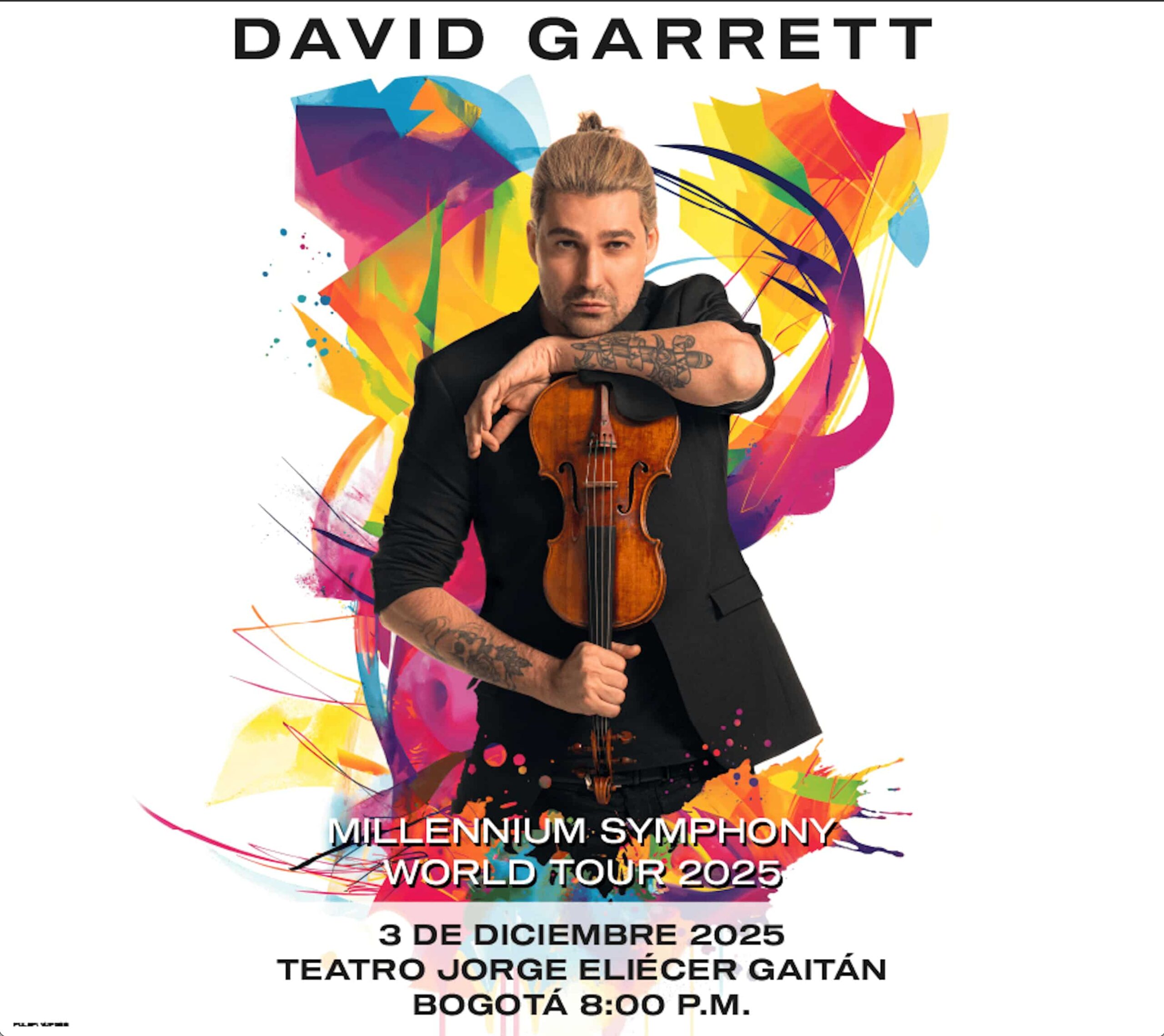 David Garrett regresa a Bogotá con su “Millennium Symphony World Tour 2025”: una noche de virtuosismo y emoción sinfónica