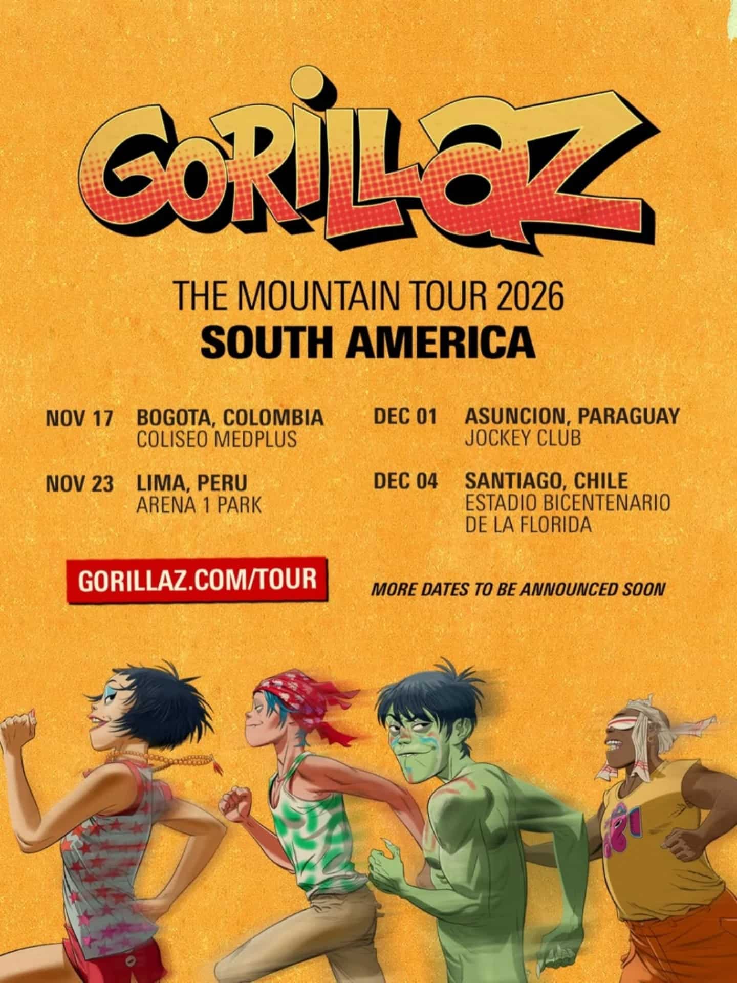 Gorillaz regresa a Bogotá para abrir su gira sudamericana con The Mountain